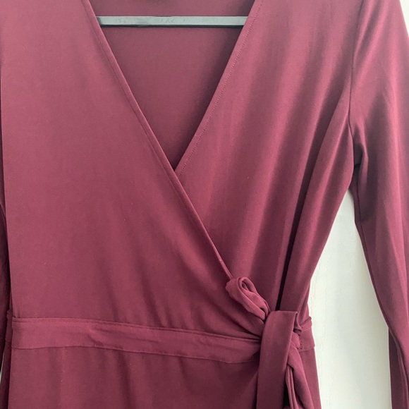 Maxi open slit burgundy dress size L long sleeve - Picture 3 of 3